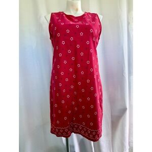 Vintage Denim Western Dress Women's XL Red Floral Cottagecore 90s Rodeo Cowgirl